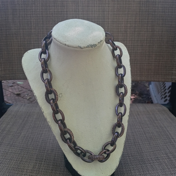 🌰🌞 Chunky Thick Chainlink Rhinestones Necklace - Picture 2 of 11